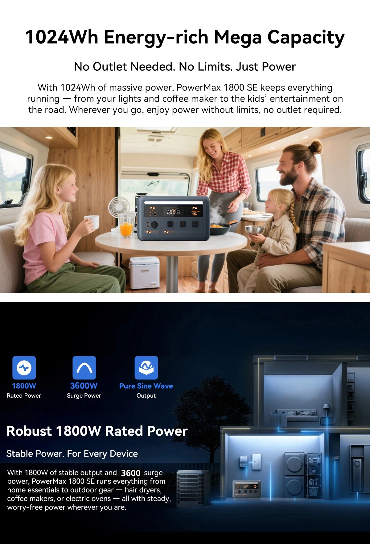 OSCAL PowerMax Portable LiFePO4 Power Station