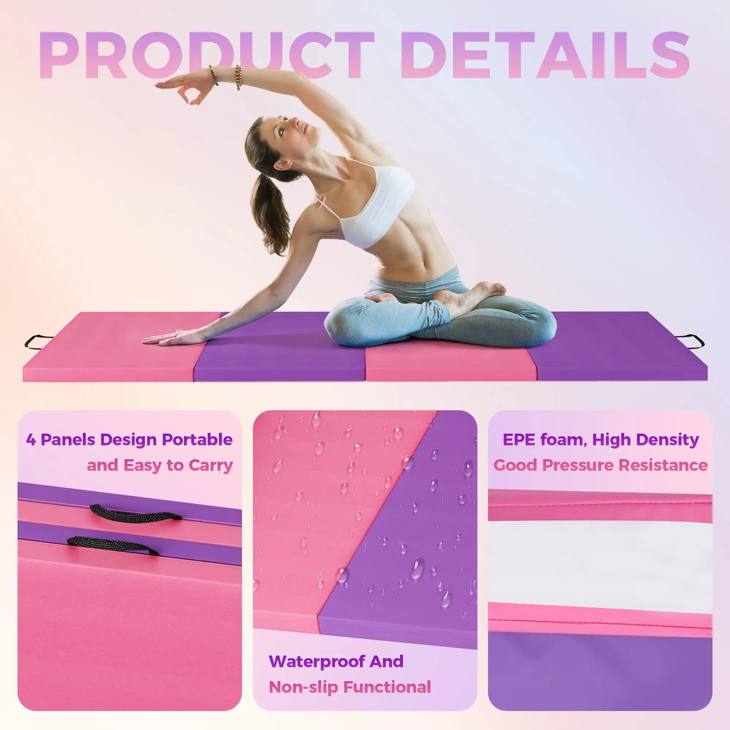 HiMISS Gymnastics Mat Exercise Tumbling Floor Pad For Home