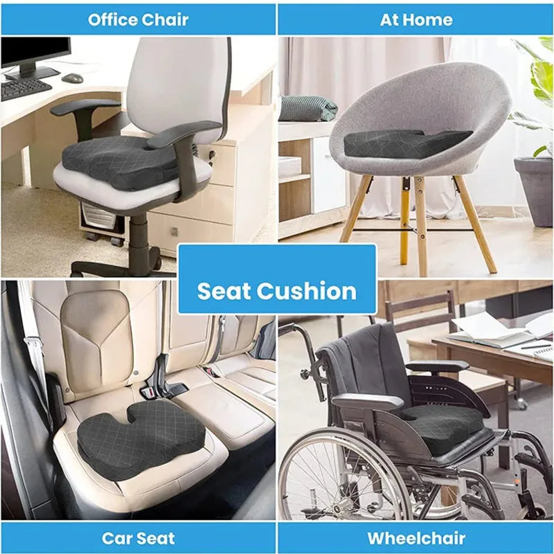 Memory Foam Office Chair Seat Cushion Non Slip Back Relief