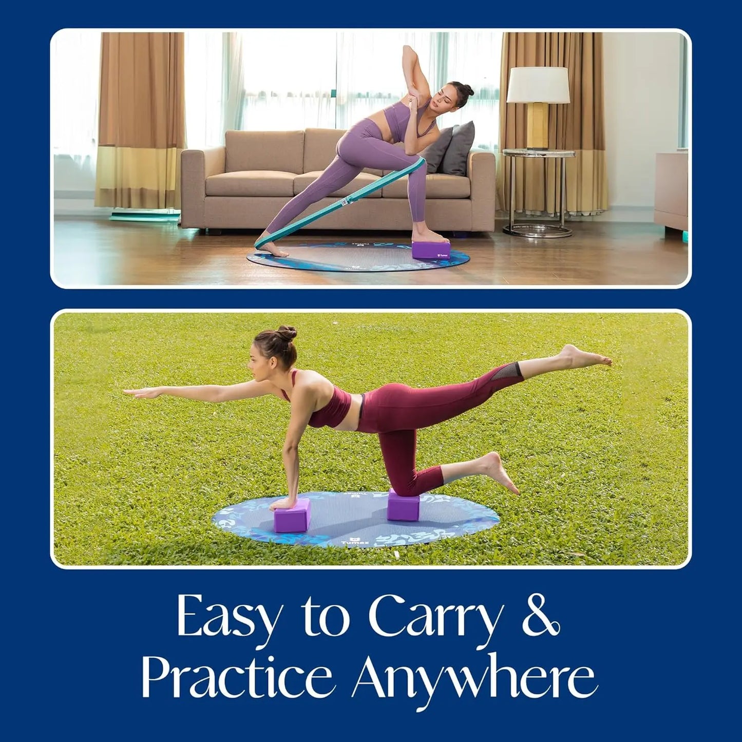 Two Pack Non Slip Yoga Blocks with EVA Foam Cork