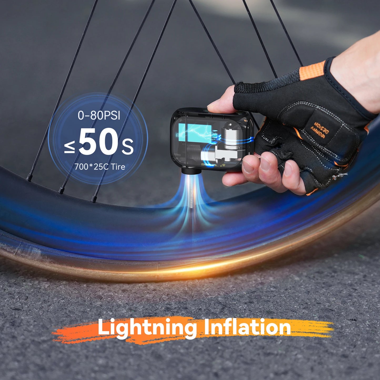 Anoutway AT1 Pro Mini Electric Bike Pump With LCD 120PSI