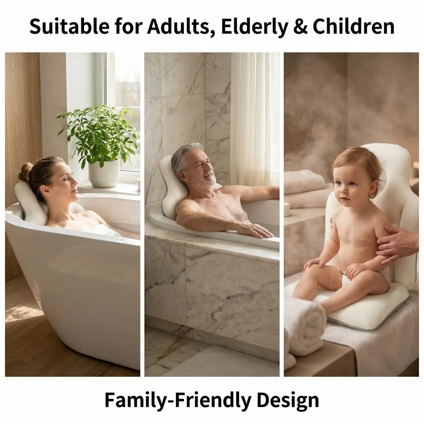 Bath Pillow Full Body Spa Cushion For Tub Anti Slip