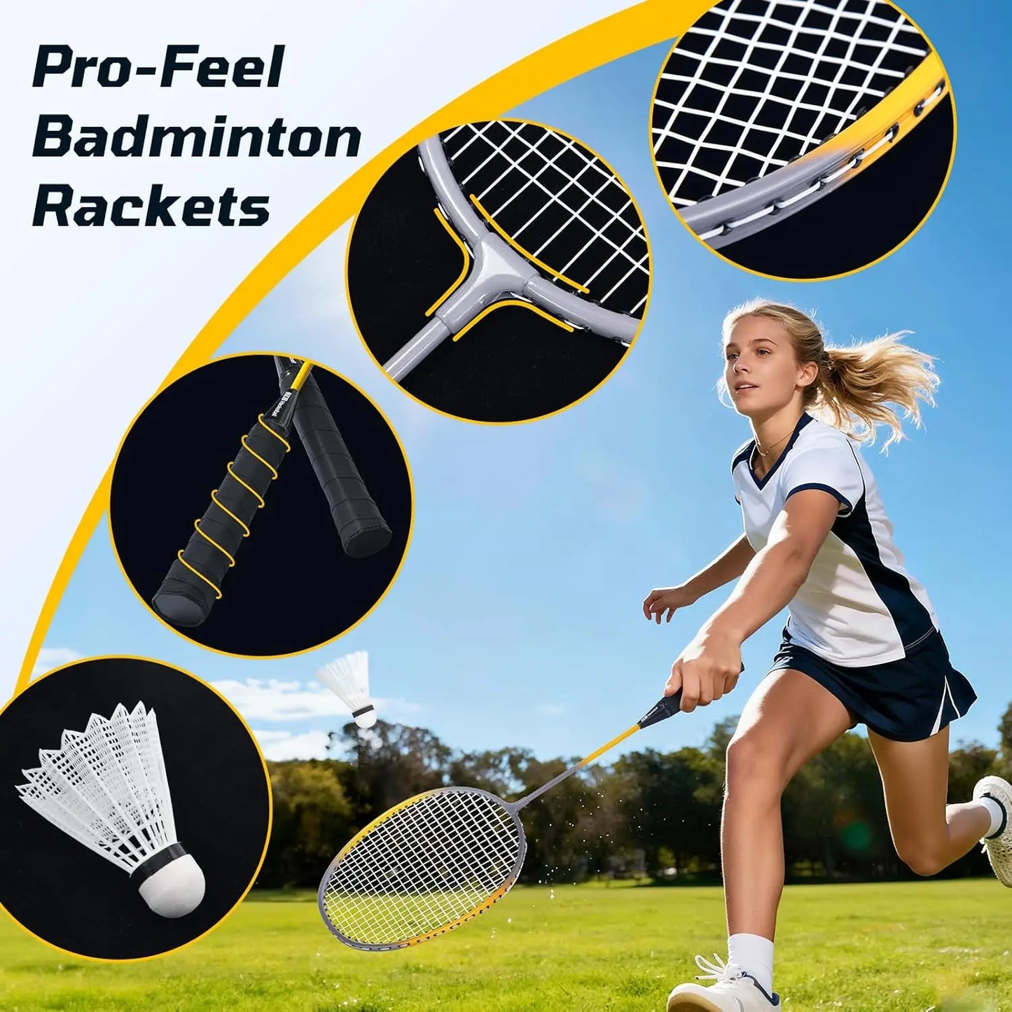 Outdoor Badminton Net Set With Anti Sag Winch And Carry Bag