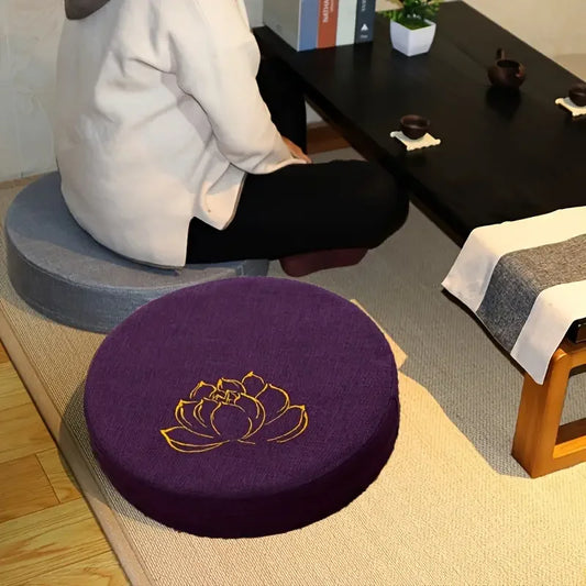 Yoga Meditation Linen Cushion Lotus Texture Backrest Pillow