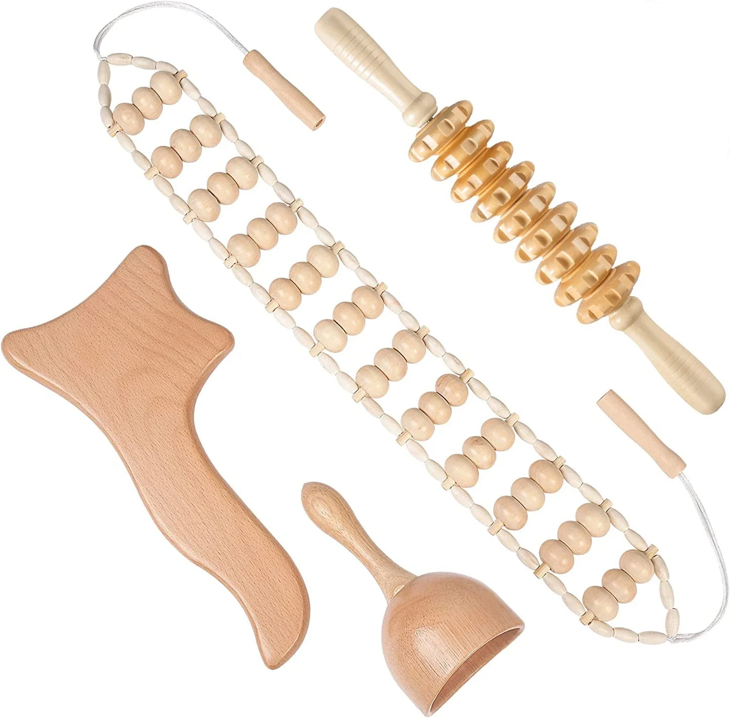 Jecaliz Wooden Massager Lymphatic Drainage Guasha Roller