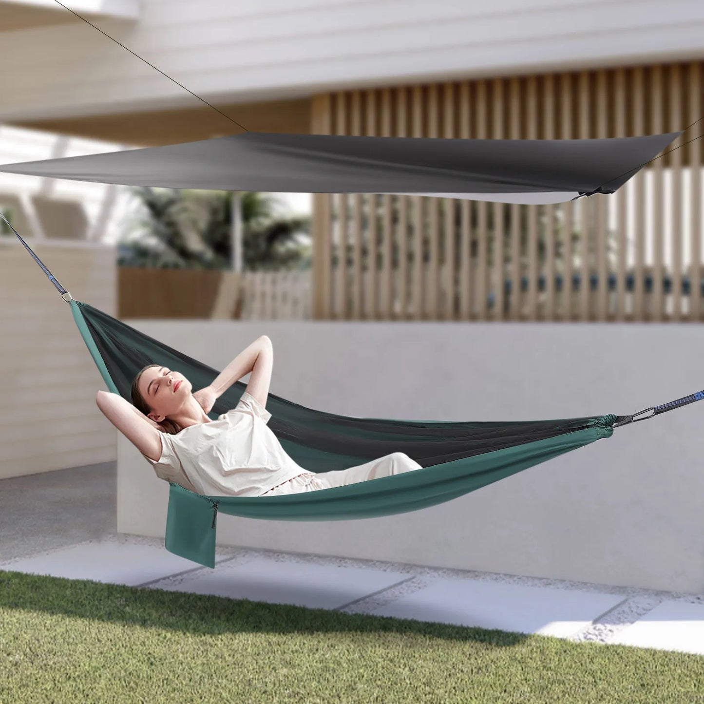 Bymaocar 2 In 1 Camping Hammock Waterproof Tarp Mosquito Net