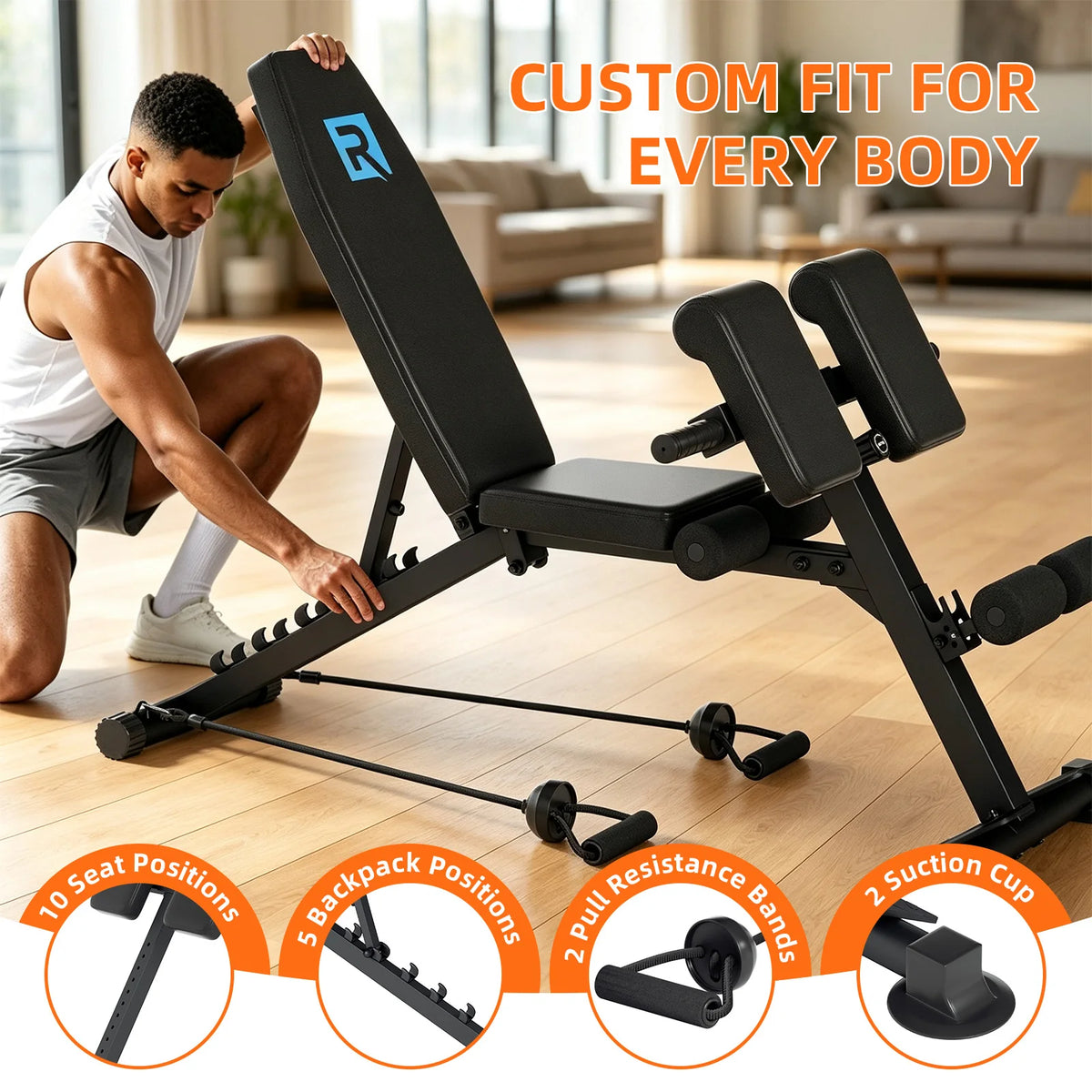 Multifunctional Roman Fitness Bench for Core Training