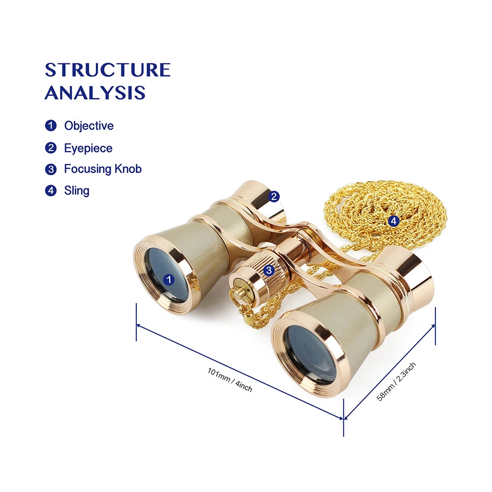 Opera Glasses Binoculars 3X25 Theater Glasses With Chain