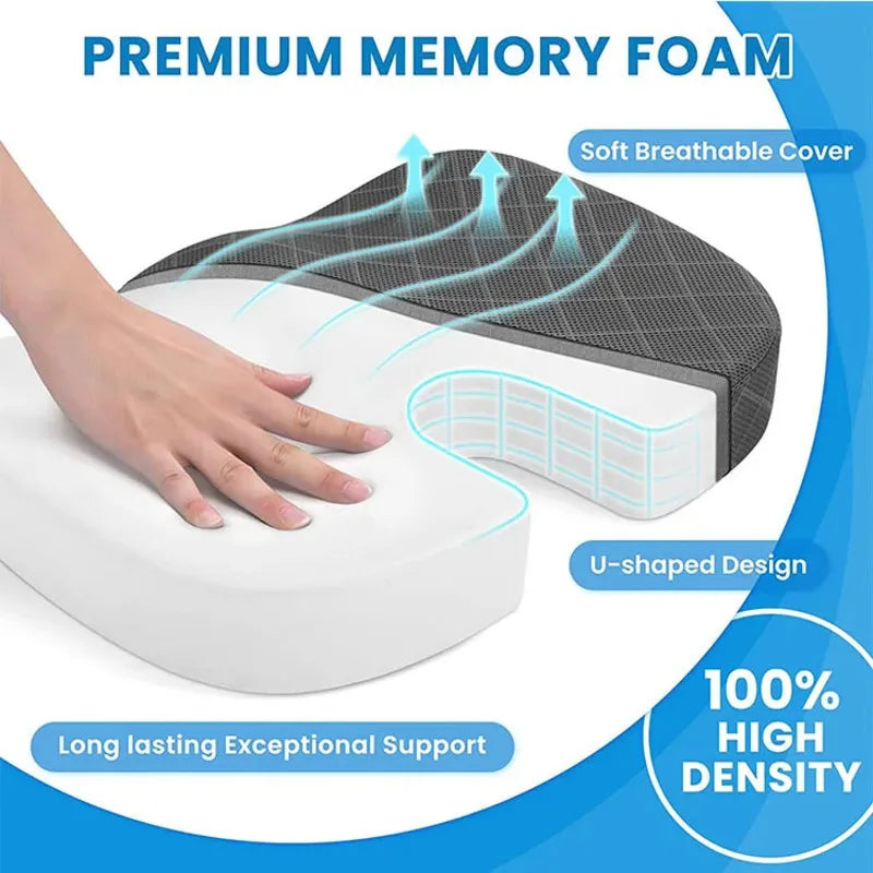 Memory Foam Office Chair Seat Cushion Non Slip Back Relief