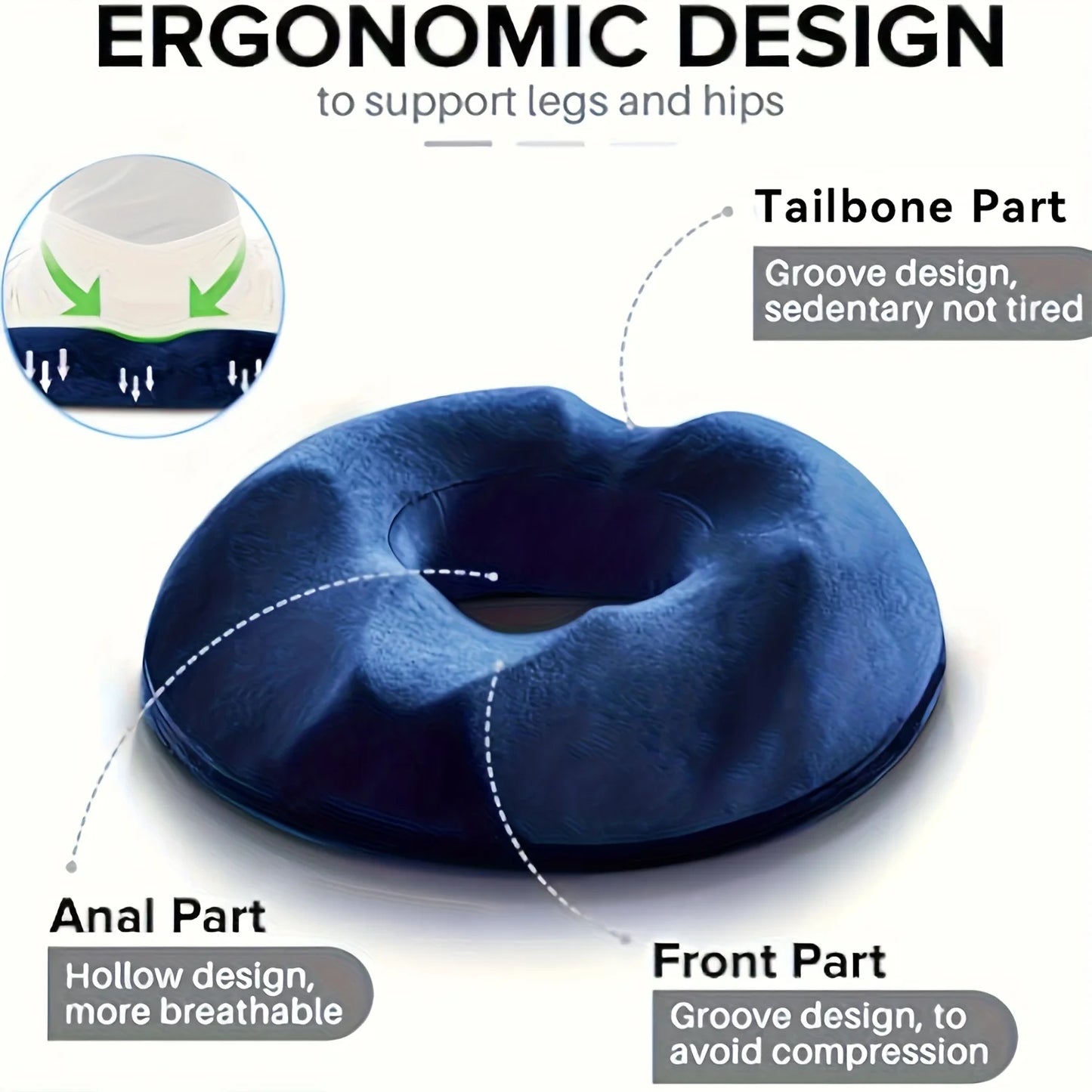 Orthopedic Memory Foam Donut Pillow Tailbone Cushion