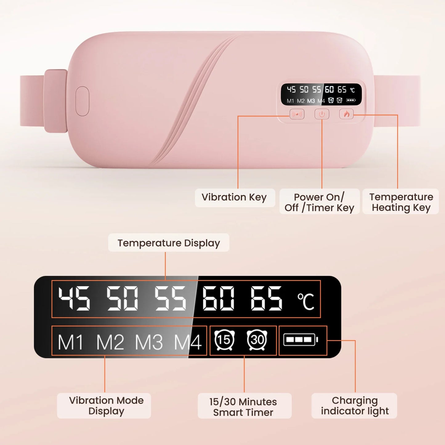 PastSky 5 Modes Electric Heating Waist Massage Belt