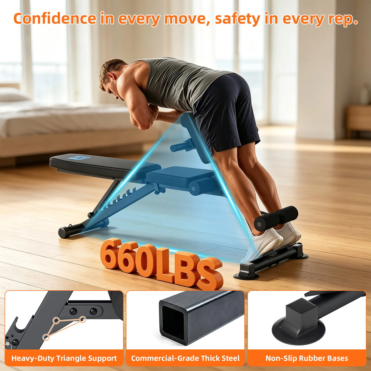 Multifunctional Roman Fitness Bench for Core Training