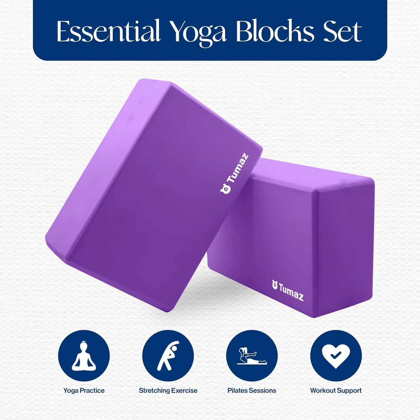 Two Pack Non Slip Yoga Blocks with EVA Foam Cork