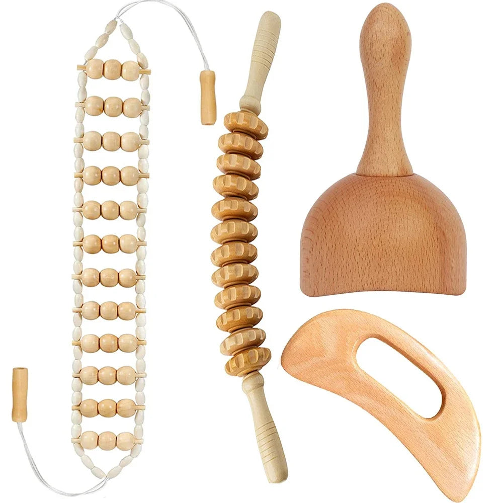 Jecaliz Wooden Massager Lymphatic Drainage Guasha Roller