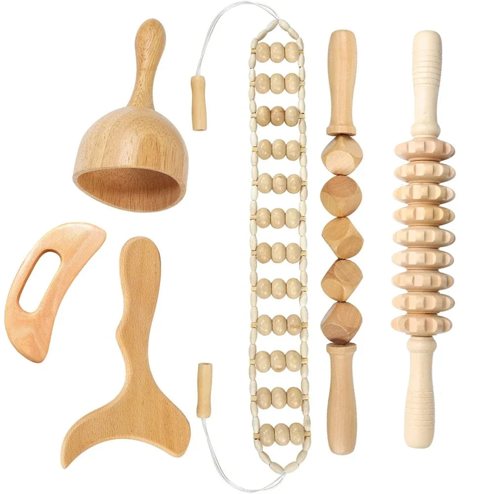 Jecaliz Wooden Massager Lymphatic Drainage Guasha Roller