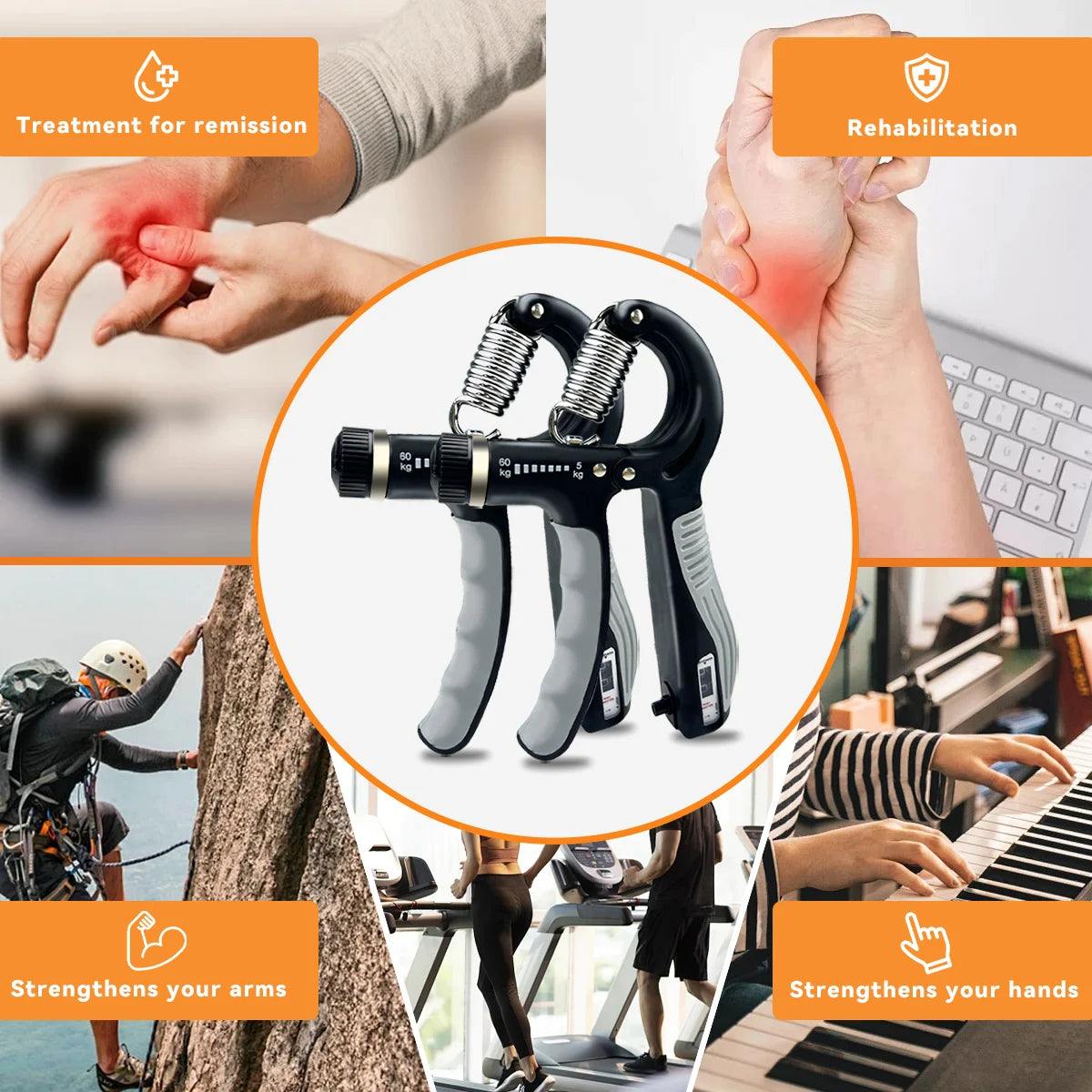 Grip Strength Trainer Adjustable Hand Grip Forearm Trainer