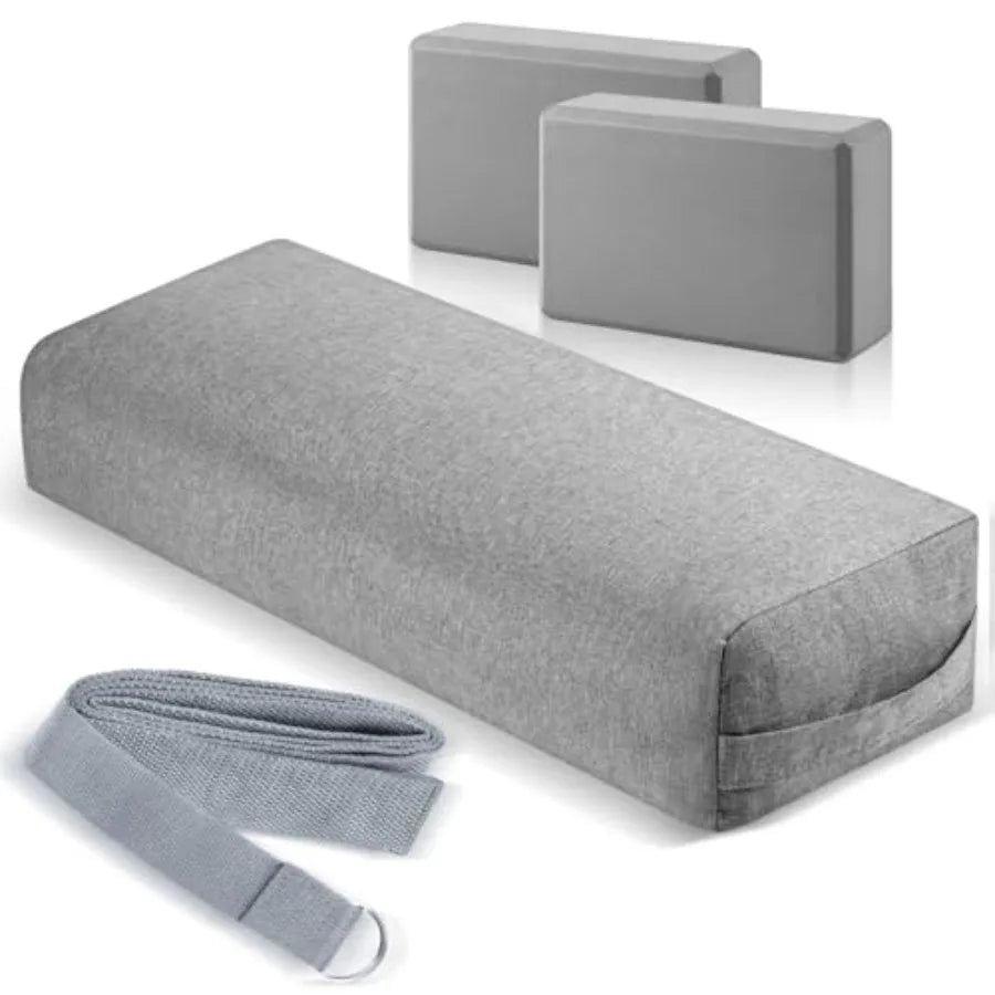 Yoga Bolster Pillows and Blocks Set with Strap