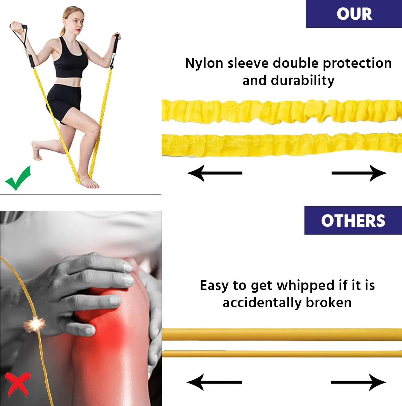 Resistance Band Kit With Protective Sleeves And Handles