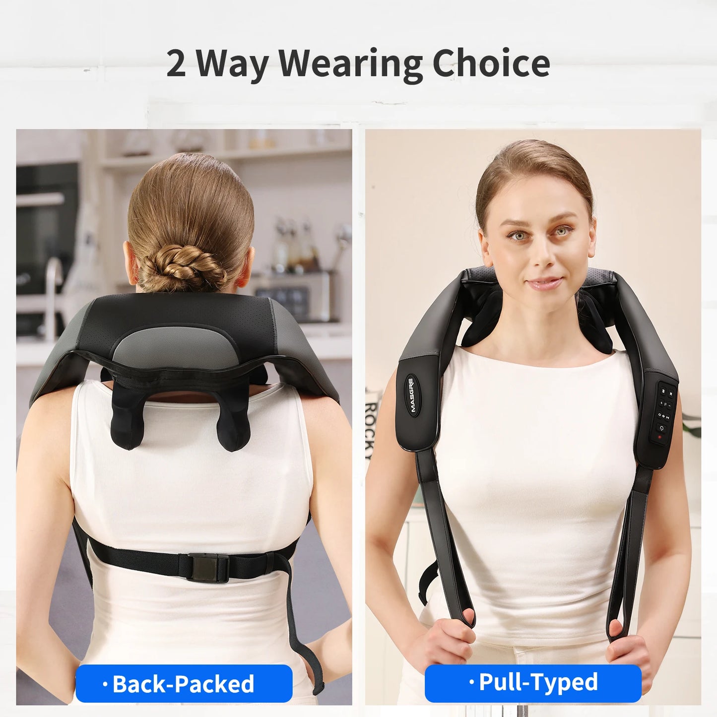 MASGREE Upgraded Adjustable Cordless Neck Massager With Heat