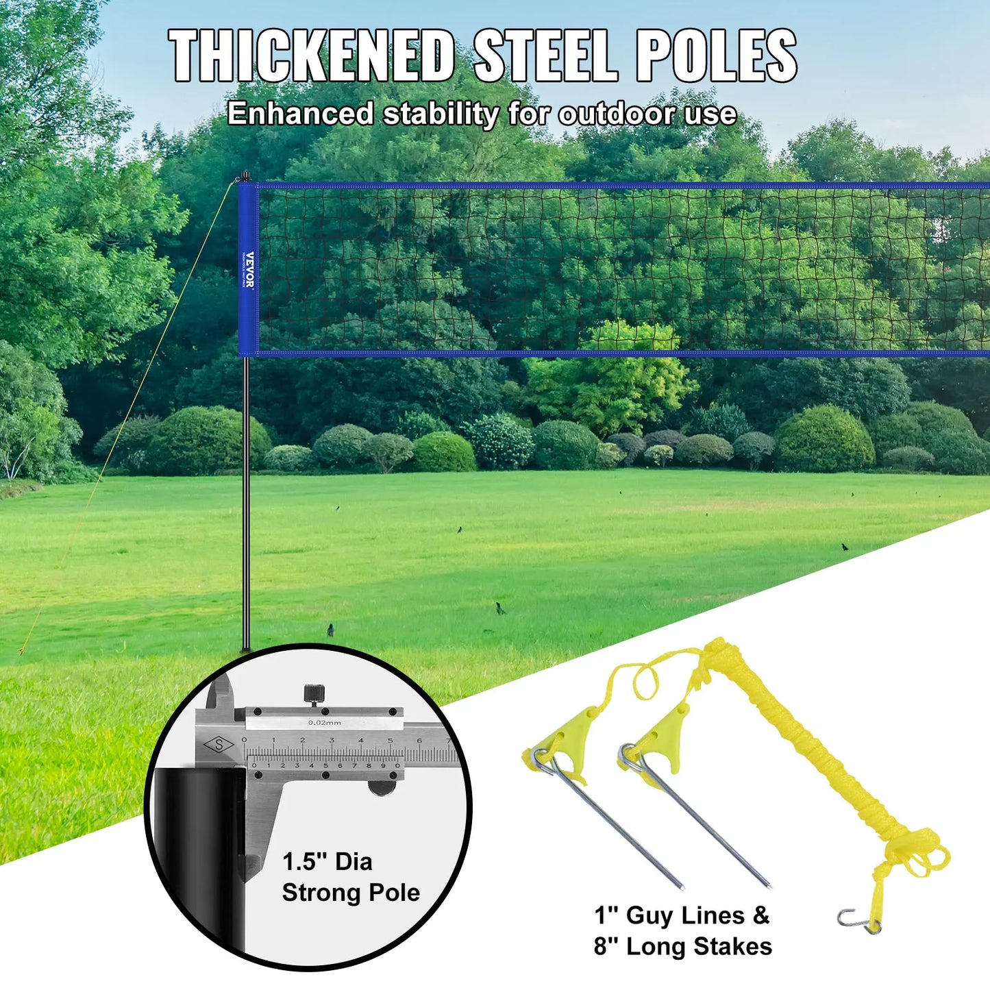 SucceBuy Outdoor Volleyball Net System with Adjustable Poles