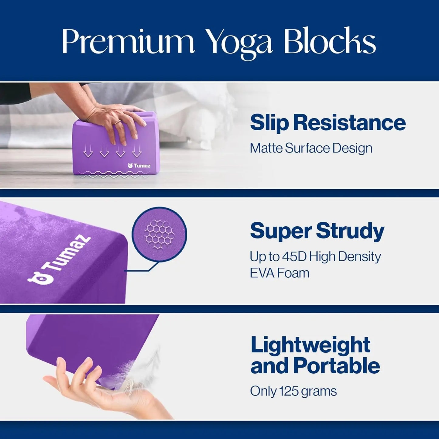 Two Pack Non Slip Yoga Blocks with EVA Foam Cork