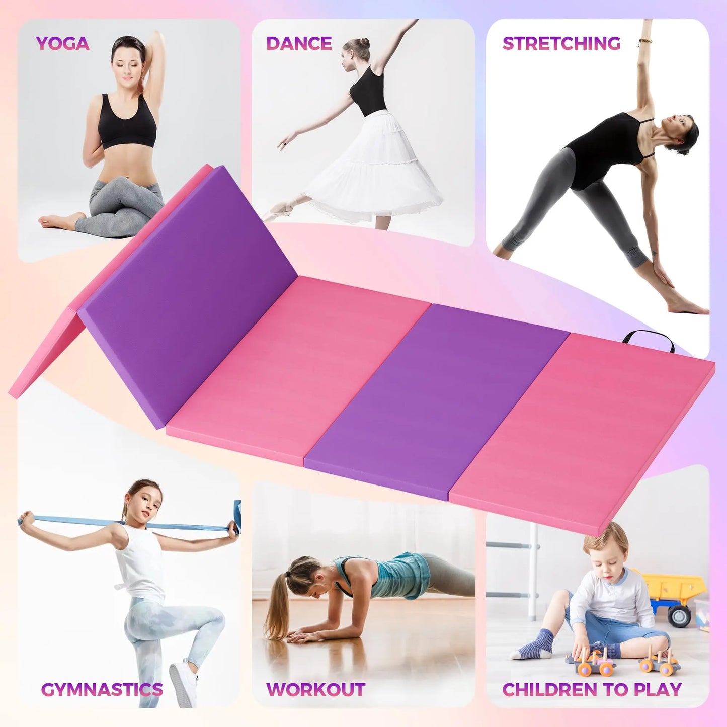 HiMISS Gymnastics Mat Exercise Tumbling Floor Pad For Home