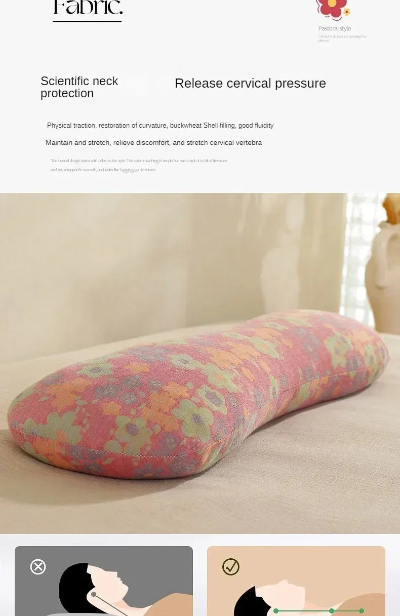 Buckwheat Neck Pillow With Double Layer Cotton Comfort