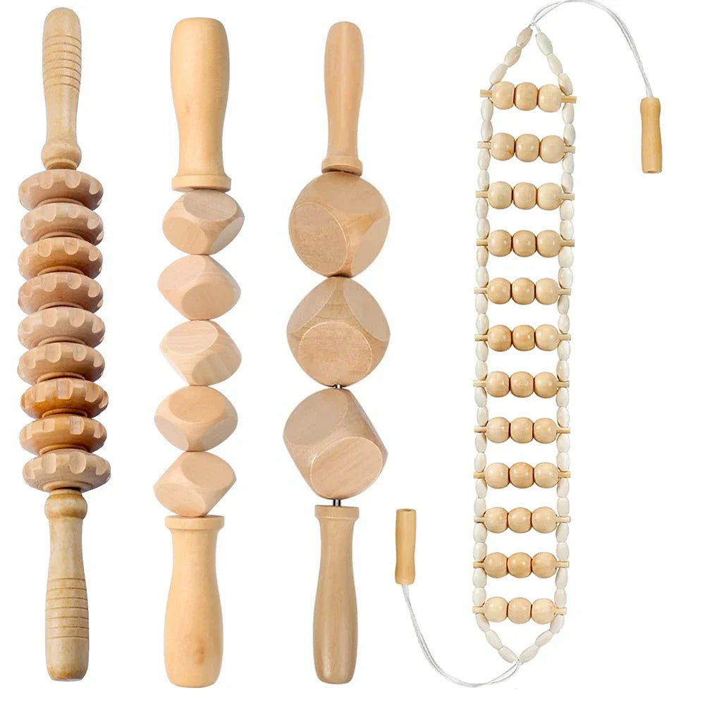 Jecaliz Wooden Massager Lymphatic Drainage Guasha Roller