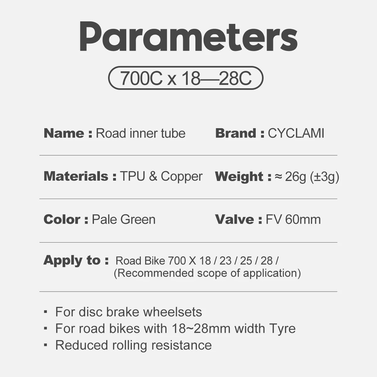 CYCLAMI Ultralight Bike Inner Tube TPU Two Pack