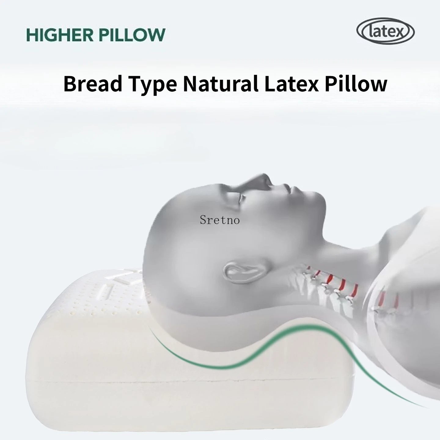 SRETNOCN Natural Latex Pillow For Neck Support