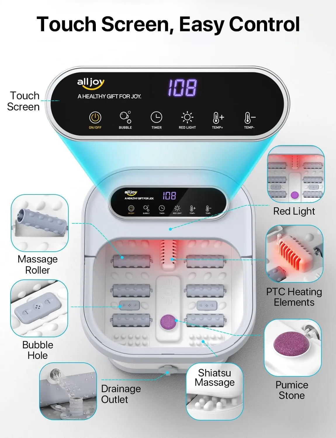 Collapsible Foot Spa Massager With Heat And Shiatsu Rollers