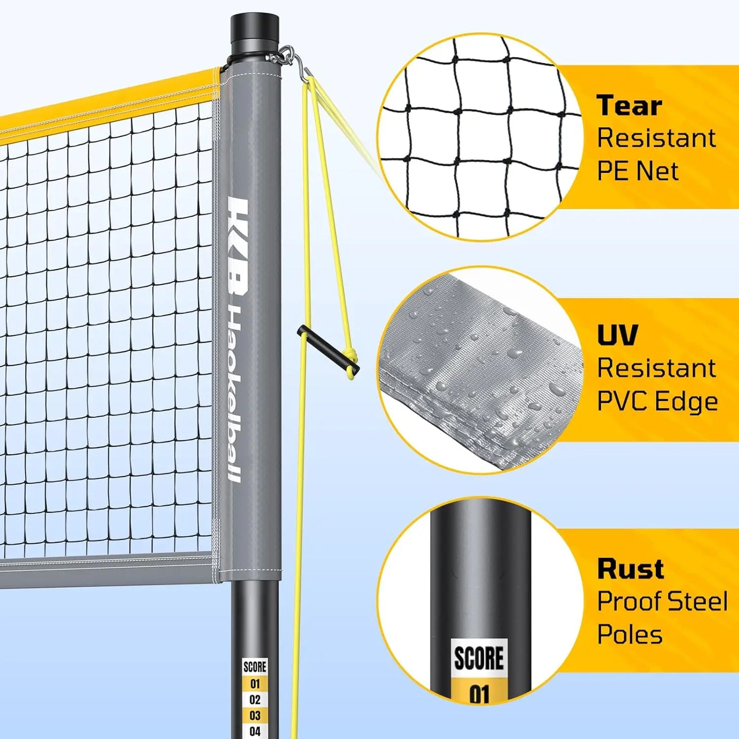 Outdoor Badminton Net Set With Anti Sag Winch And Carry Bag