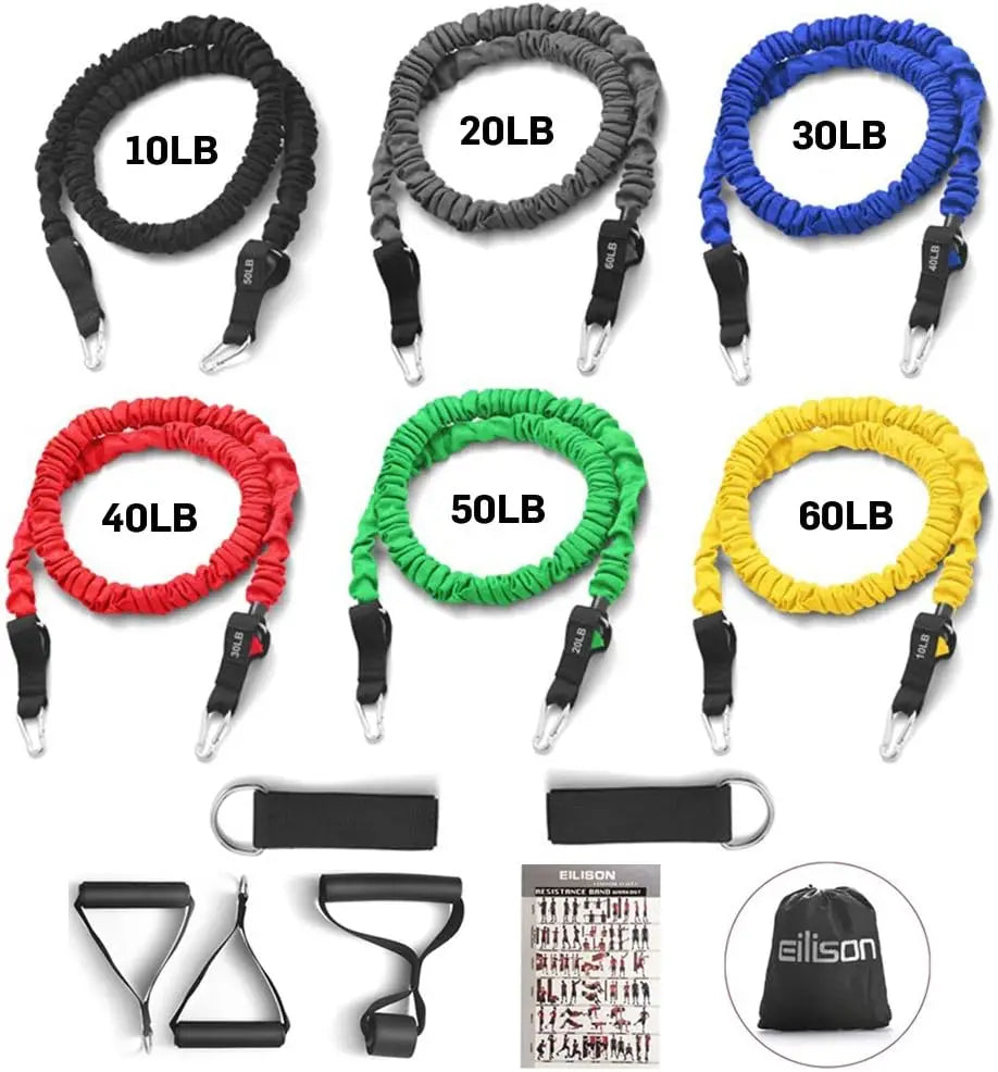 Resistance Band Kit With Protective Sleeves And Handles