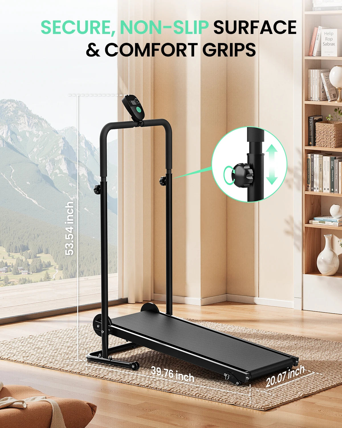 AKLUER Motorless Treadmill With LCD Monitor And Dual Flywheel