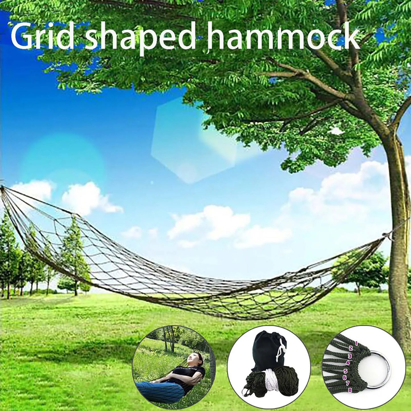 Outdoor Hammock With Portable Carry Bag For Patio Backyard