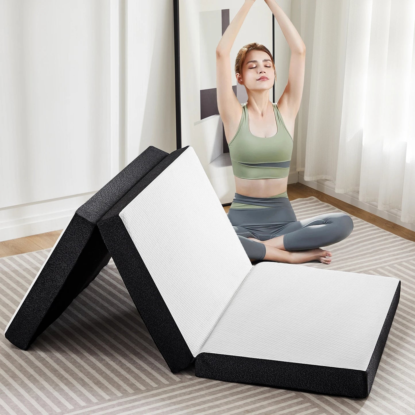 JHK Trifold Memory Foam Mattress With Washable Cover