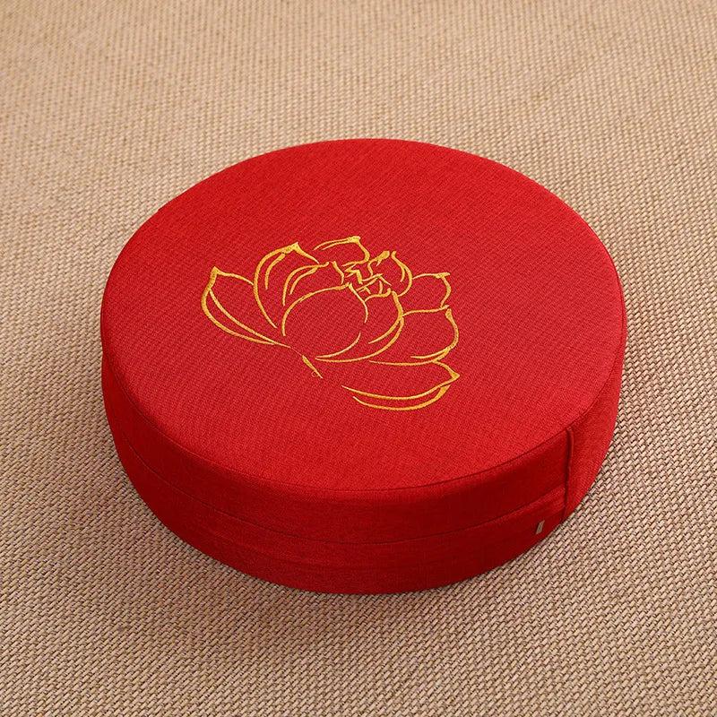Yoga Meditation Linen Cushion Lotus Texture Backrest Pillow