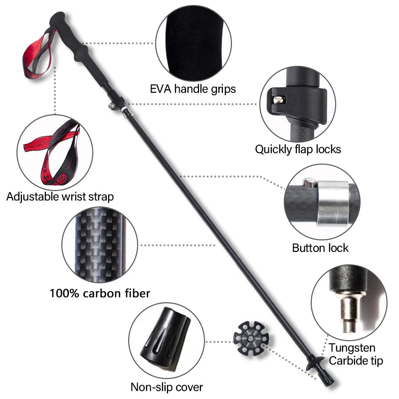 OKHEALING Ultralight Carbon Fiber Trekking Poles