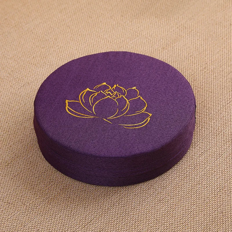 Yoga Meditation Linen Cushion Lotus Texture Backrest Pillow