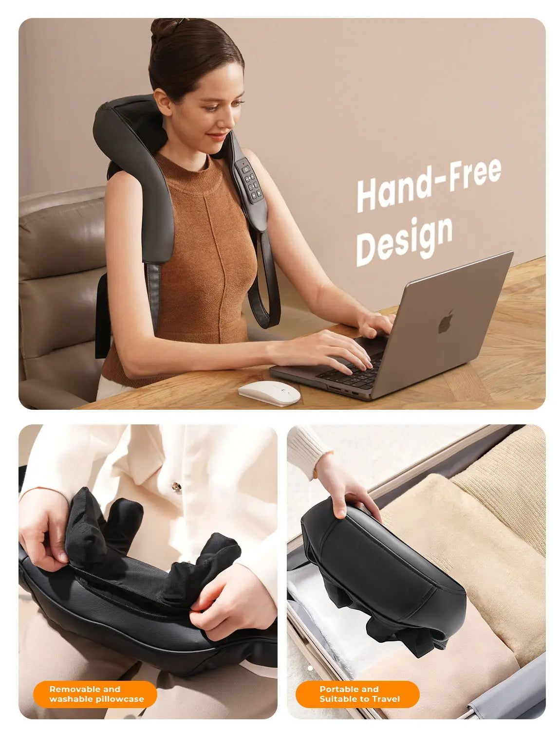 MASGREE Cordless Neck Massager With Adjustable Heat