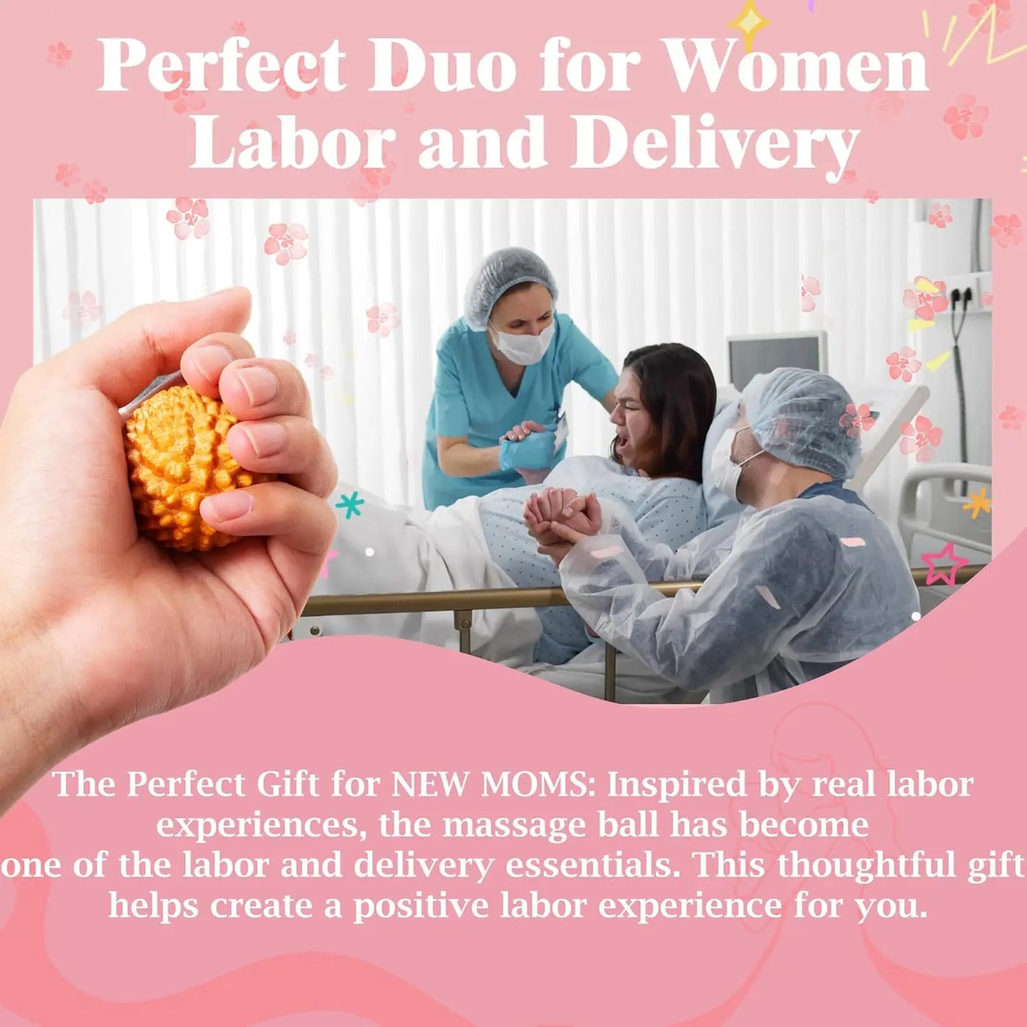 Wooden Massage Ball Acupressure 2 Pack for Labor Pain Relief