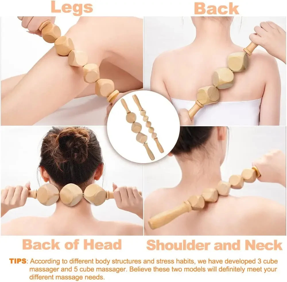 Jecaliz Wooden Massager Lymphatic Drainage Guasha Roller