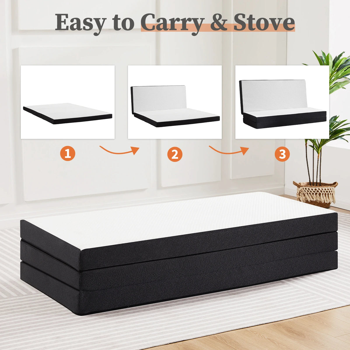 JHK Trifold Memory Foam Mattress With Washable Cover