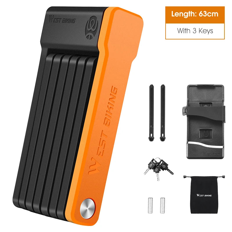 West Biking Foldable Bicycle Lock Anti-Theft With 3 Keys