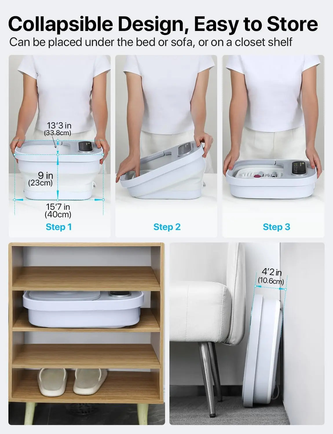 Collapsible Foot Spa Massager With Heat And Shiatsu Rollers