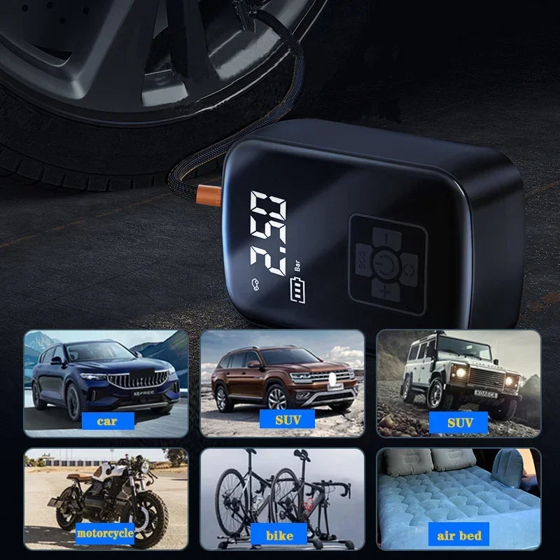 Portable Electric Bicycle Pump 150 PSI With Digital Display