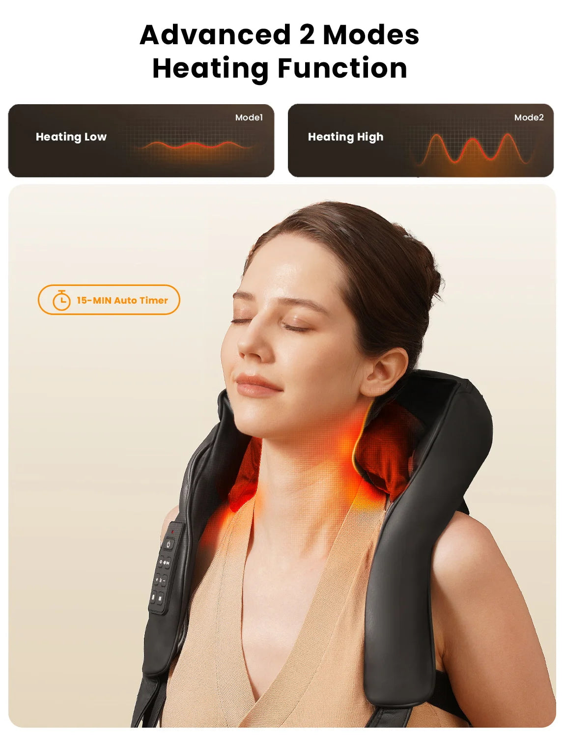 MASGREE Cordless Neck Massager With Adjustable Heat