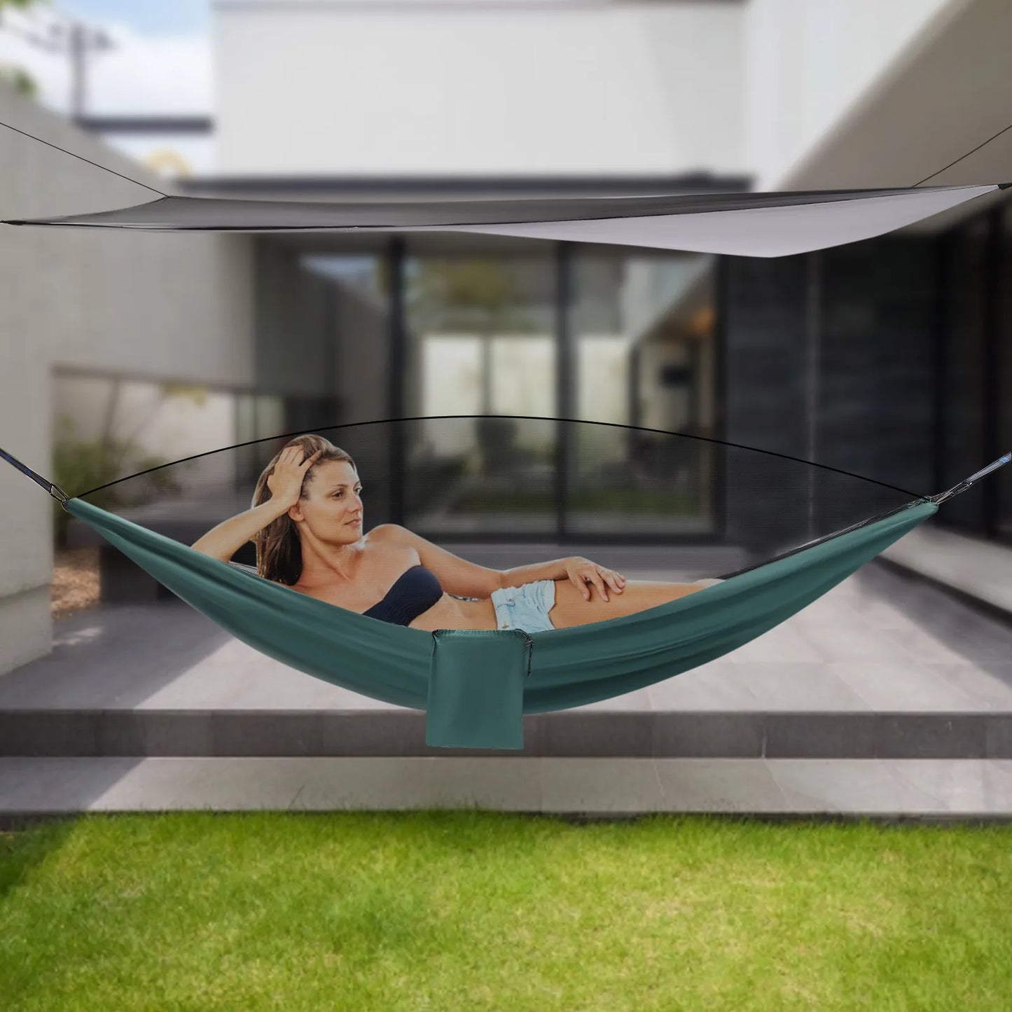 Bymaocar 2 In 1 Camping Hammock Waterproof Tarp Mosquito Net