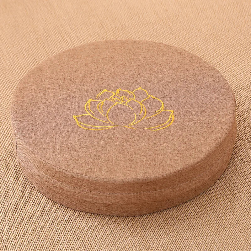 Yoga Meditation Linen Cushion Lotus Texture Backrest Pillow