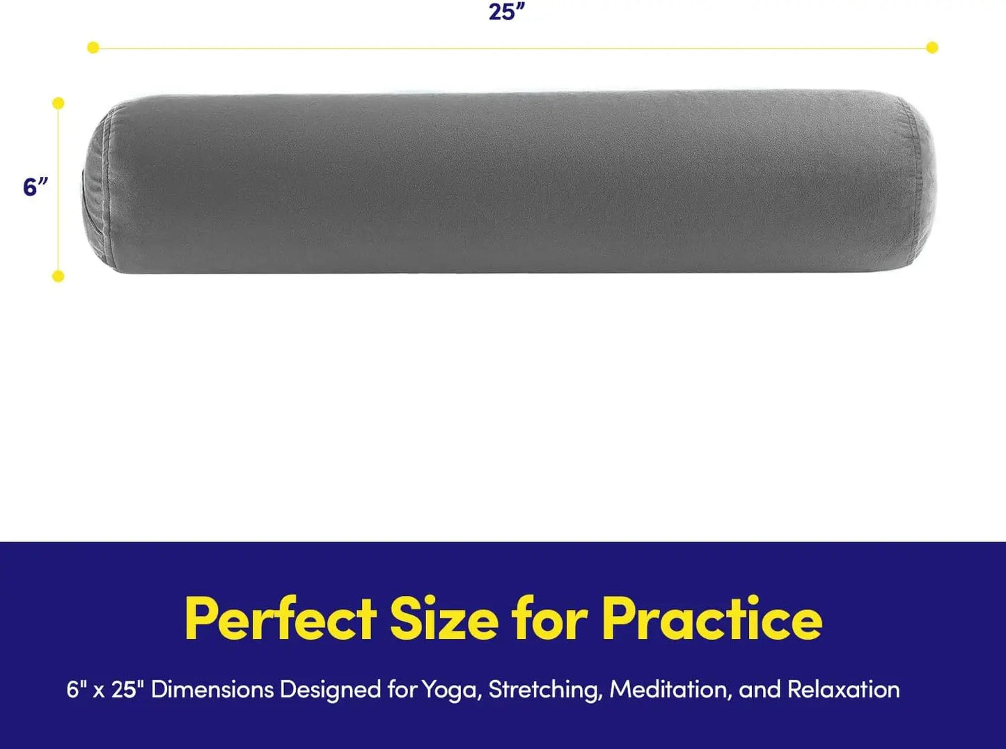 Yoga Bolster Pillow for Restorative Poses Buckwheat Hulls